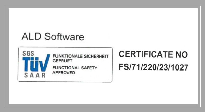 ALD Software Ltd. achieves TUV  26262 Certification for its Reliability and Safety Software: RAM Commander & Safety Commander