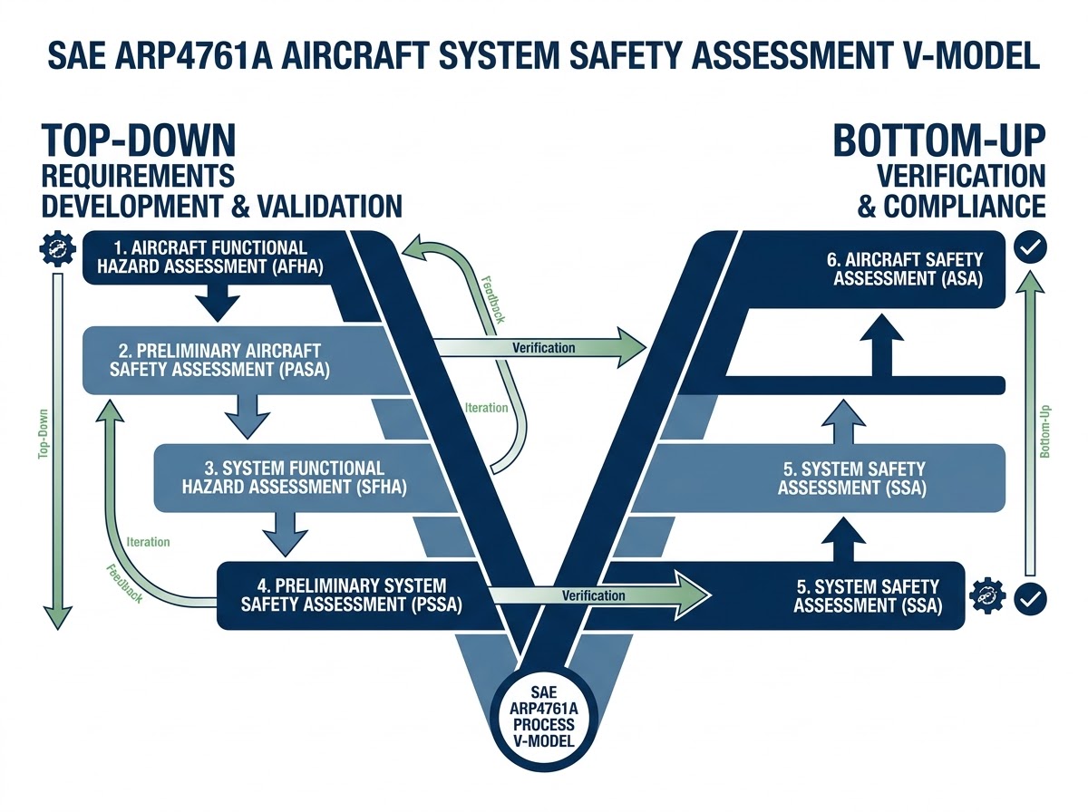 SAE ARP4761A Aircraft System Safety Assessment V-Model